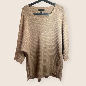 🤎 LARGE SIDE ZIPPER SWEATER 3/4 SLEEVE TAN BANANA REPUBLIC